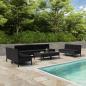 Preview: ARDEBO.de - 10-tlg. Garten-Lounge-Set mit Auflagen Poly Rattan Schwarz