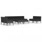 Preview: 10-tlg. Garten-Lounge-Set mit Auflagen Poly Rattan Schwarz