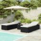 Preview: ARDEBO.de - 3-tlg. Garten-Sonnenliegen mit Teetisch Poly Rattan Schwarz