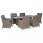 Preview: ARDEBO.de - 7-tlg. Garten-Essgruppe Poly Rattan Braun