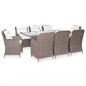 Preview: ARDEBO.de - 9-tlg. Garten-Essgruppe Poly Rattan Braun