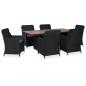 Preview: ARDEBO.de - 7-tlg. Garten-Essgruppe Poly Rattan Schwarz  