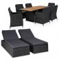 Preview: ARDEBO.de - 9-tlg. Garten-Essgruppe Poly Rattan Schwarz