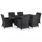 Preview: ARDEBO.de - 7-tlg. Garten-Essgruppe Poly Rattan Schwarz