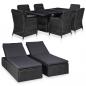 Preview: ARDEBO.de - 9-tlg. Garten-Essgruppe Poly Rattan Schwarz