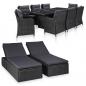 Preview: ARDEBO.de - 11-tlg. Garten-Essgruppe Poly Rattan Schwarz