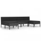 Preview: 6-tlg. Garten-Lounge-Set mit Auflagen Poly Rattan Schwarz