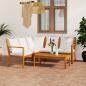 Preview: ARDEBO.de - 4-tlg. Garten-Lounge-Set mit Auflagen Creme Massivholz Akazie