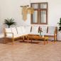 Preview: ARDEBO.de - 6-tlg. Garten-Lounge-Set mit Auflagen Creme Massivholz Akazie