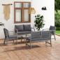 Preview: ARDEBO.de - 5-tlg. Garten-Lounge-Set mit Auflagen Massivholz Akazie Grau