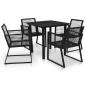 Preview: ARDEBO.de - 5-tlg. Garten-Essgruppe PVC Rattan Schwarz