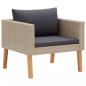 Preview: 4-tlg. Garten-Lounge-Set mit Auflagen Poly Rattan Beige