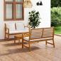 Preview: ARDEBO.de - 3-tlg. Garten-Lounge-Set mit Auflagen Massivholz Akazie