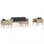 Preview: 4-tlg. Garten-Lounge-Set mit Auflagen Poly Rattan Beige