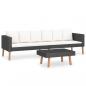 Preview: 2-tlg. Garten-Lounge-Set mit Kissen Poly Rattan Schwarz