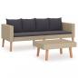 Preview: 2-tlg. Garten-Lounge-Set mit Auflagen Poly Rattan Beige