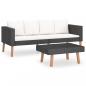 Preview: 2-tlg. Garten-Lounge-Set mit Kissen Poly Rattan Schwarz