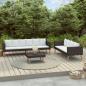 Preview: ARDEBO.de - 3-tlg. Garten-Lounge-Set mit Kissen Poly-Rattan Schwarz