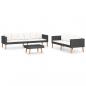 Preview: 3-tlg. Garten-Lounge-Set mit Kissen Poly-Rattan Schwarz