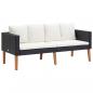 Preview: 3-tlg. Garten-Lounge-Set mit Kissen Poly-Rattan Schwarz