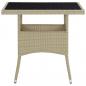 Preview: Garten-Esstisch Beige Poly Rattan und Glas