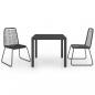 Preview: 3-tlg. Garten-Essgruppe PVC Rattan Schwarz 