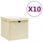 Preview: ARDEBO.de - Aufbewahrungsboxen mit Deckeln 10 Stk. 28x28x28 cm Creme