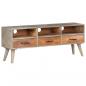 Preview: ARDEBO.de - TV-Schrank Grau 130x35x51 cm Raues Mango-Massivholz