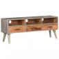 Preview: TV-Schrank Grau 130x35x51 cm Raues Mango-Massivholz