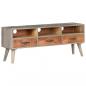 Preview: TV-Schrank Grau 130x35x51 cm Raues Mango-Massivholz