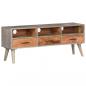 Preview: TV-Schrank Grau 130x35x51 cm Raues Mango-Massivholz