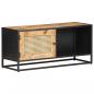 Preview: ARDEBO.de - TV-Schrank 90x30x40 cm Raues Mangoholz und Wiener Geflecht