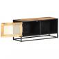 Preview: TV-Schrank 90x30x40 cm Raues Mangoholz und Wiener Geflecht