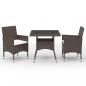 Preview: ARDEBO.de - 3-tlg. Garten-Essgruppe Braun Poly Rattan und Glas