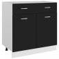 Preview: ARDEBO.de - Schubunterschrank Schwarz 80x46x81,5 cm Holzwerkstoff