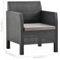 Preview: 2-tlg. Garten-Lounge-Set mit Auflage PP Rattan Anthrazit