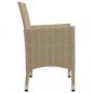 Preview: 3-tlg. Garten-Essgruppe Beige Poly Rattan und Glas