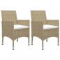 Preview: 3-tlg. Garten-Essgruppe Beige Poly Rattan und Glas