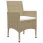 Preview: 3-tlg. Garten-Essgruppe Beige Poly Rattan und Glas