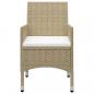 Preview: 3-tlg. Garten-Essgruppe Beige Poly Rattan und Glas