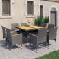 Preview: ARDEBO.de - 9-tlg. Garten-Essgruppe Poly Rattan und Akazienholz Grau 