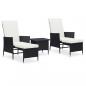 Preview: ARDEBO.de - 3-tlg. Garten-Lounge-Set mit Kissen Poly-Rattan Schwarz