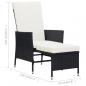 Preview: 3-tlg. Garten-Lounge-Set mit Kissen Poly-Rattan Schwarz