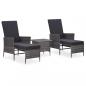 Preview: ARDEBO.de - 3-tlg. Garten-Lounge-Set mit Kissen Poly Rattan Grau