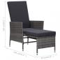 Preview: 3-tlg. Garten-Lounge-Set mit Kissen Poly Rattan Grau