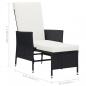 Preview: 2-tlg. Garten-Lounge-Set mit Kissen Poly Rattan Schwarz