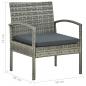 Preview: Gartenstuhl mit Kissen Poly Rattan Grau