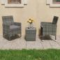 Preview: ARDEBO.de - 3-tlg. Bistro-Set Poly Rattan und Hartglas Grau 