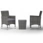 Preview: 3-tlg. Bistro-Set Poly Rattan und Hartglas Grau 