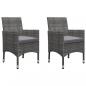 Preview: 3-tlg. Bistro-Set Poly Rattan und Hartglas Grau 